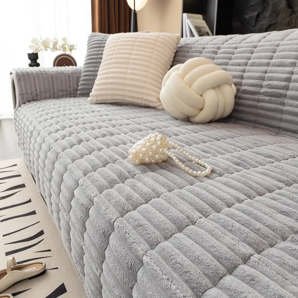 One-Piece Cozy Flannel Sofa Protection Non-Slip Couch Cover - Image 13