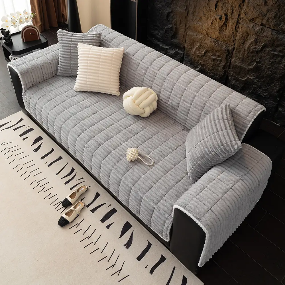 One-Piece Cozy Flannel Sofa Protection Non-Slip Couch Cover - Image 16