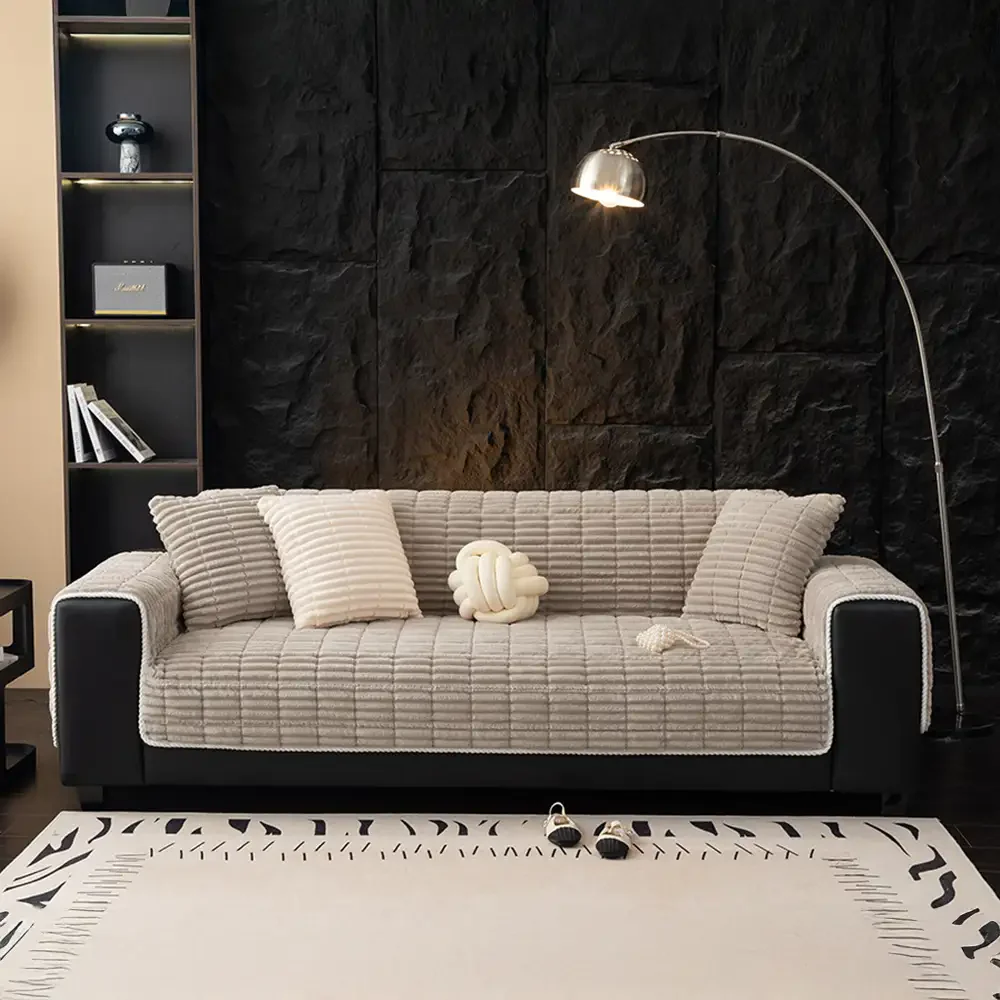 One-Piece Cozy Flannel Sofa Protection Non-Slip Couch Cover - Image 20