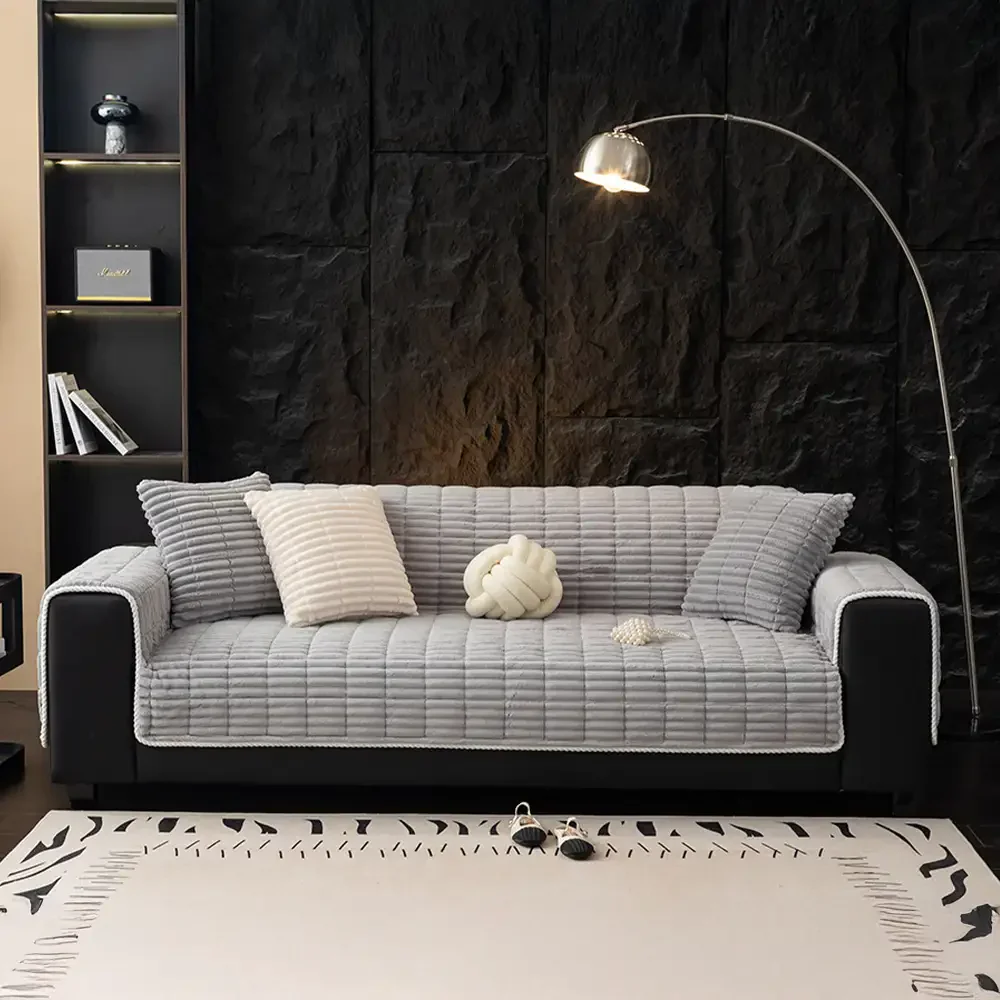 One-Piece Cozy Flannel Sofa Protection Non-Slip Couch Cover - Image 21