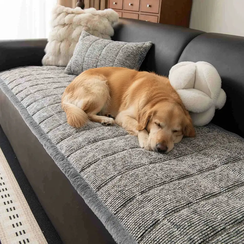 Pet-Friendly Chenille Textured Non-Slip Couch Cover with Frayed Edges - Image 2