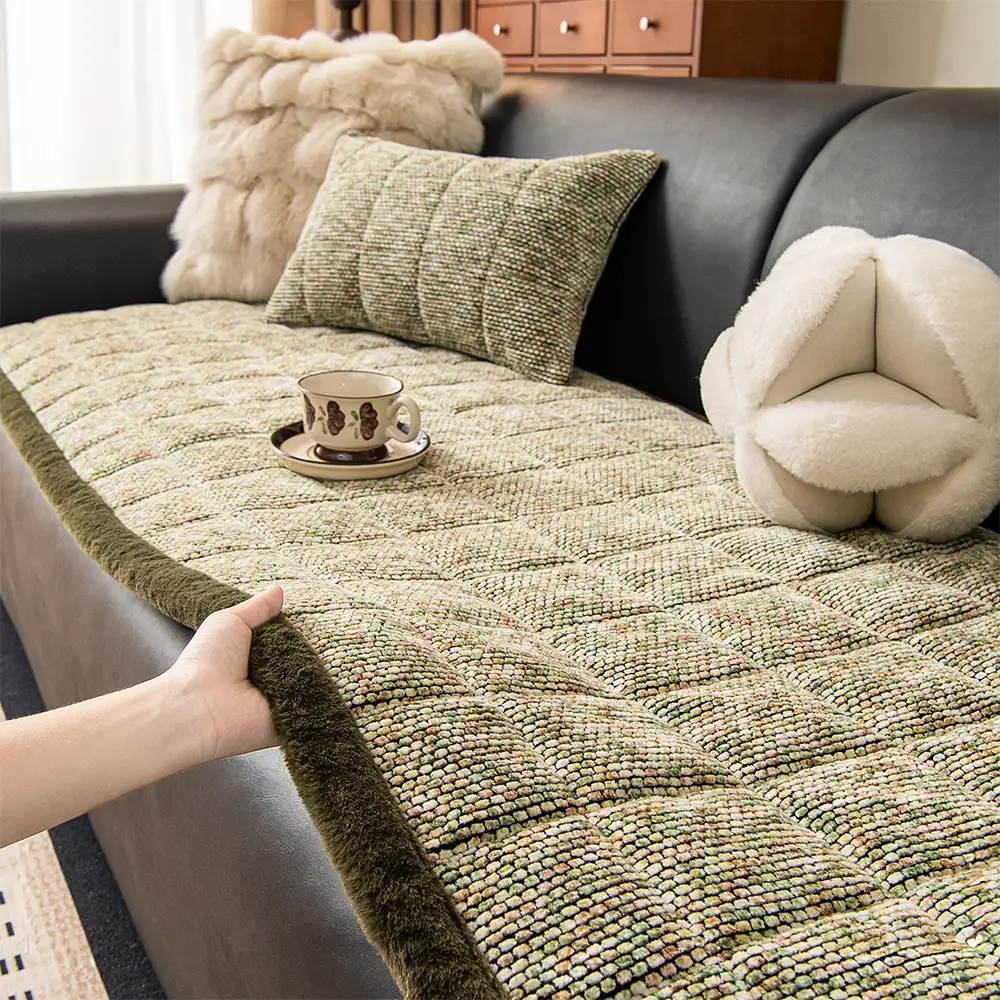 Pet-Friendly Chenille Textured Non-Slip Couch Cover with Frayed Edges - Image 4
