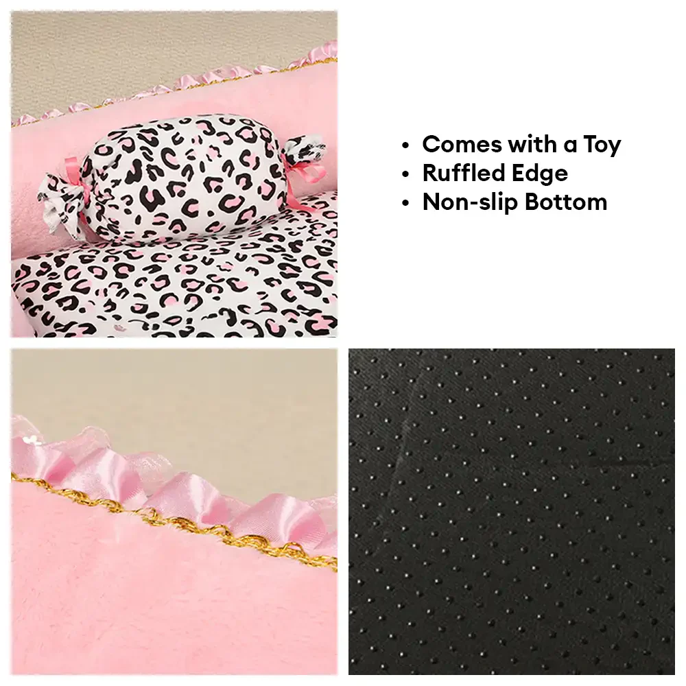 Pink Leopard Print Removable And Washable All-Season Princess Pet Bed - Image 4