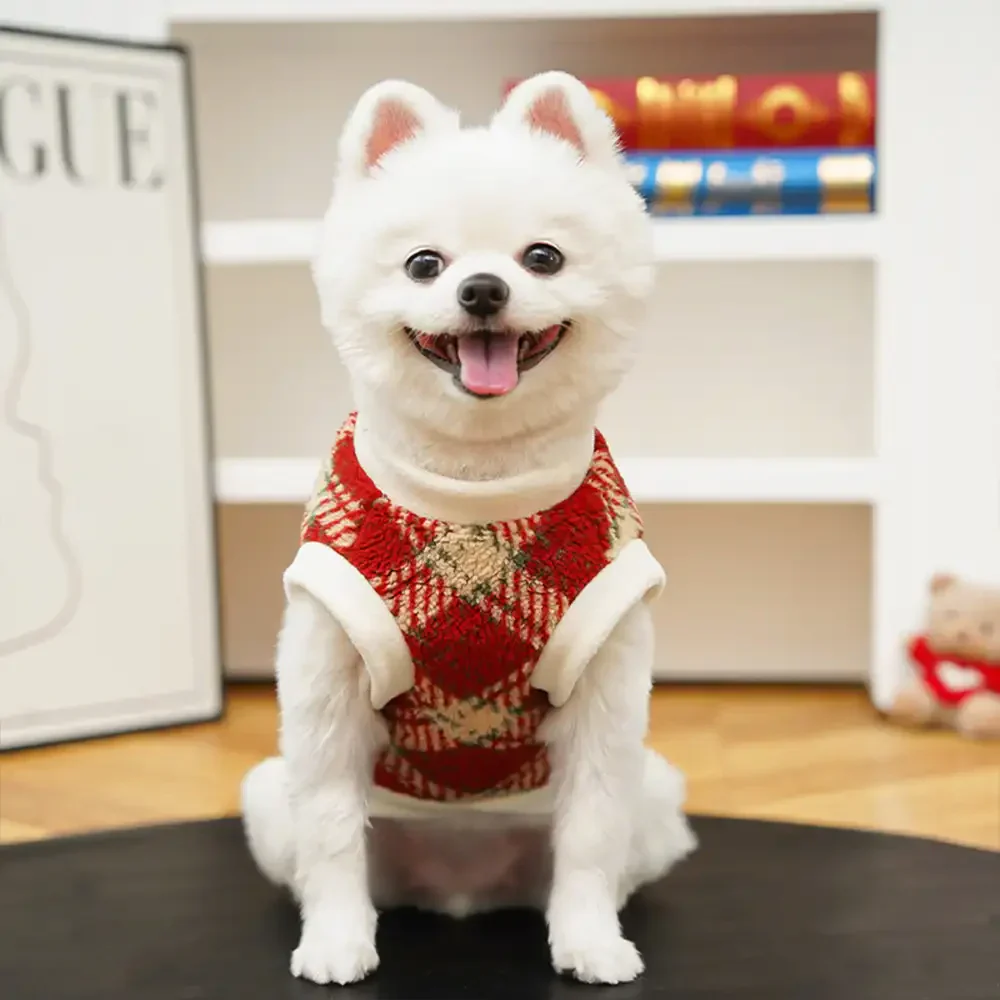 Plaid Comfortable Warm Plush Dog Jumper Suitable For All Breeds of Dogs - Image 10