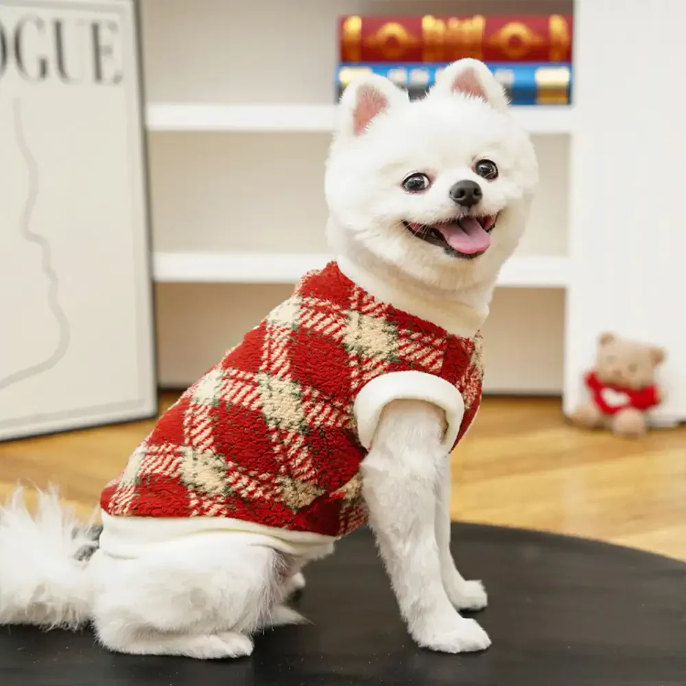 Plaid Comfortable Warm Plush Dog Jumper Suitable For All Breeds of Dogs - Image 15