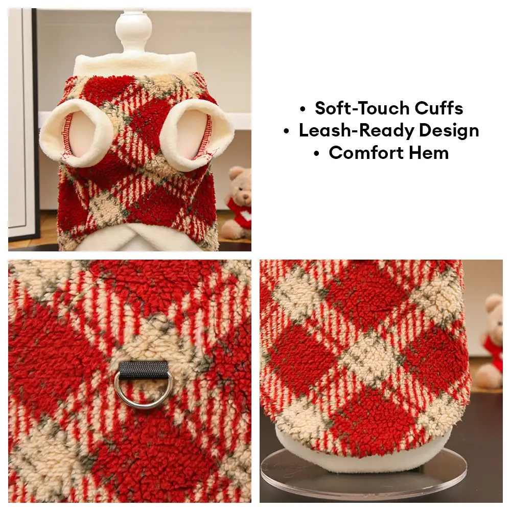 Plaid Comfortable Warm Plush Dog Jumper Suitable For All Breeds of Dogs - Image 8
