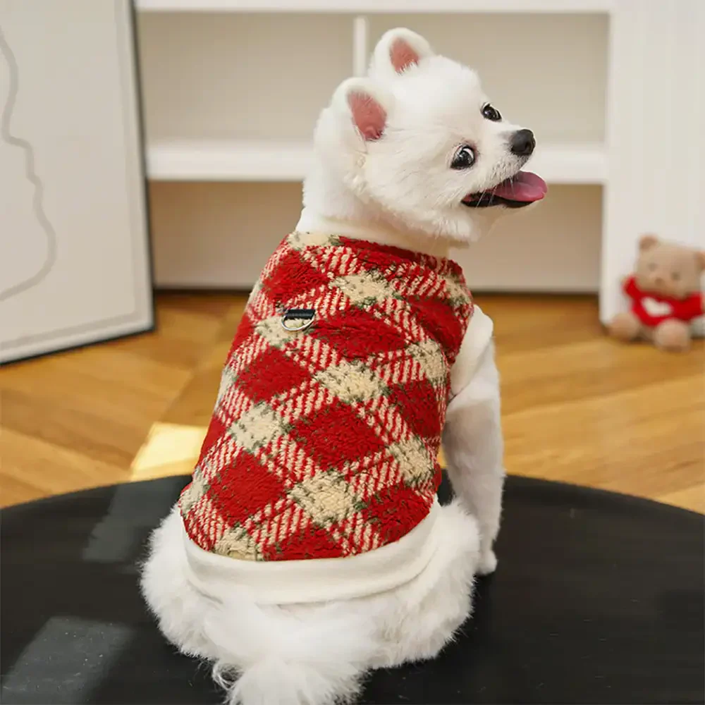 Plaid Comfortable Warm Plush Dog Jumper Suitable For All Breeds of Dogs - Image 9