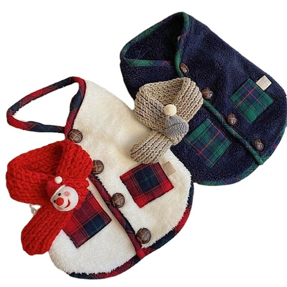 Plaid Winter Dog Jacket with Scarf – Festive and Cosy for the Holidays - Image 3