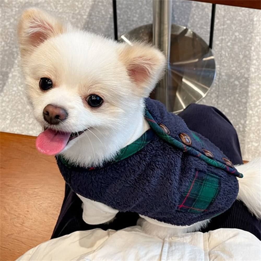 Plaid Winter Dog Jacket with Scarf – Festive and Cosy for the Holidays - Image 4
