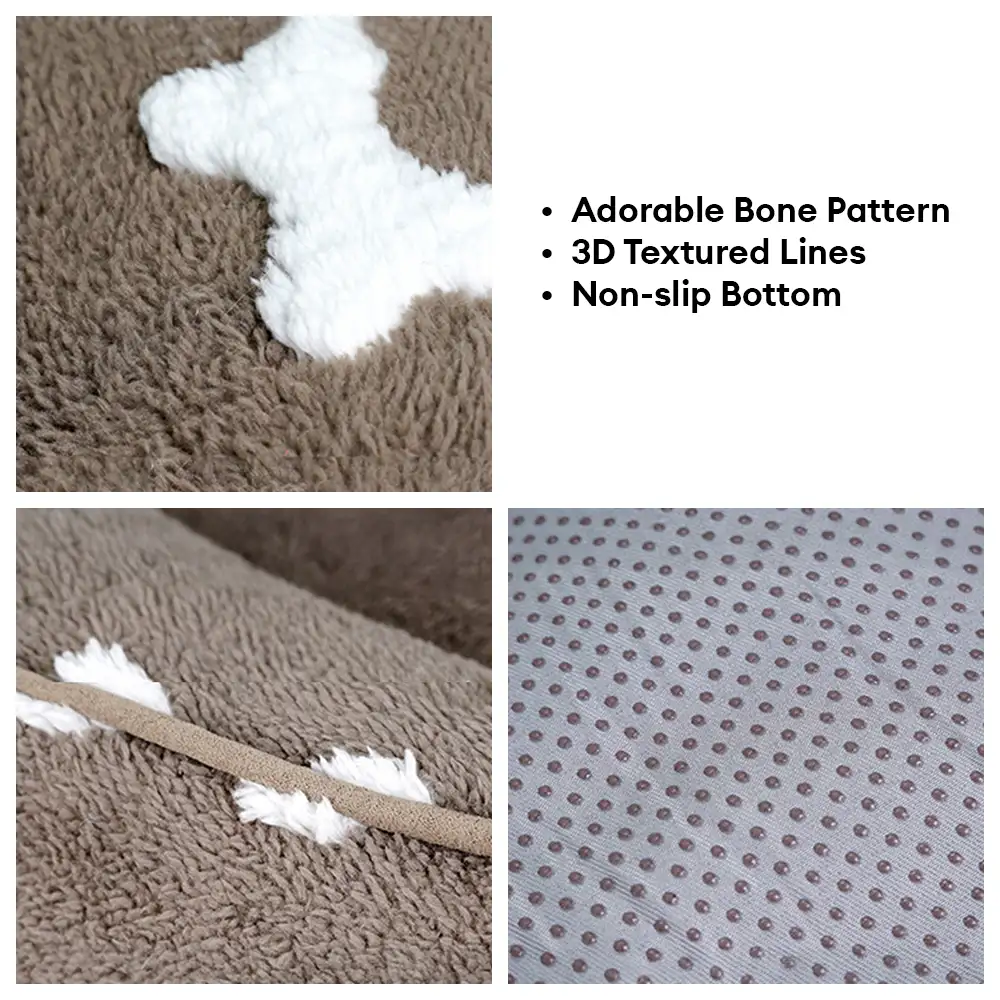 Plush Bone Pattern Square Deep Sleep Dog Bed - Image 5