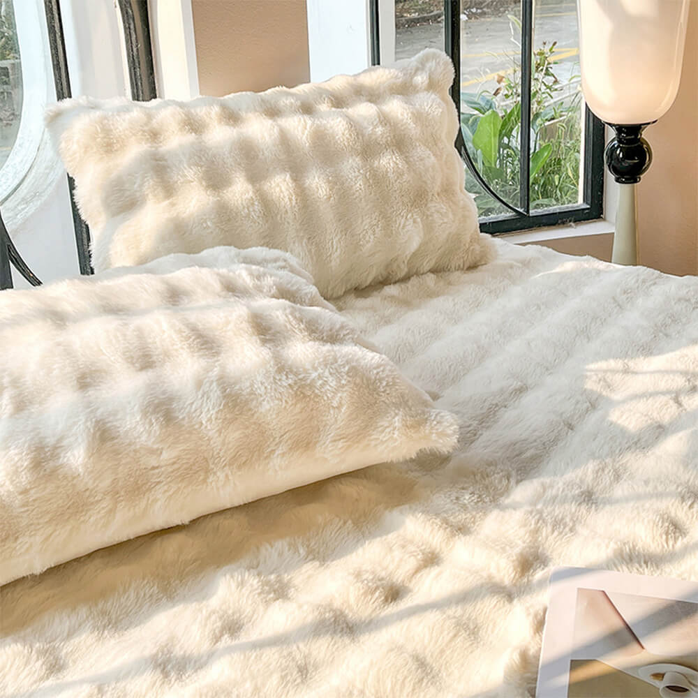 Plush Bubble Skin-Friendly Warm Fitted Sheet Mattress Cover - Image 6