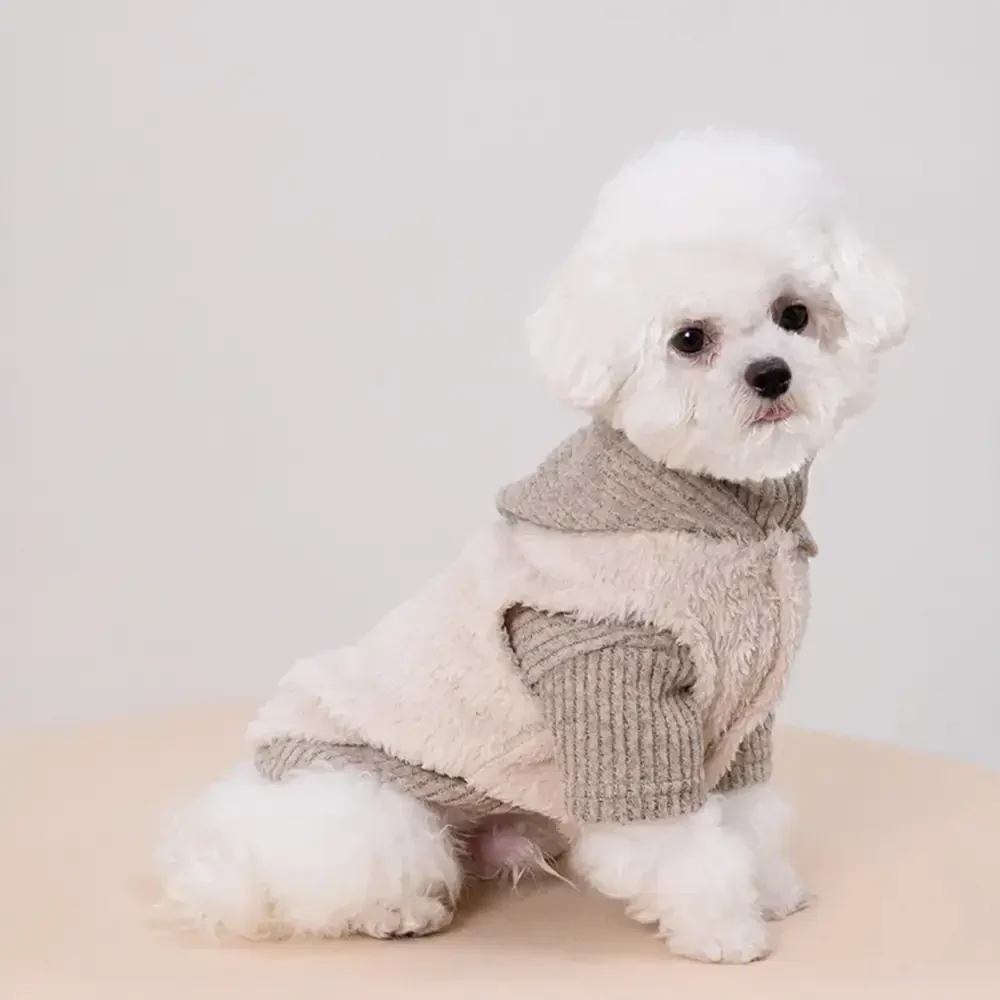 Plush Coat & Matching Turtleneck Jumper Two-Piece Dog Outfit Set