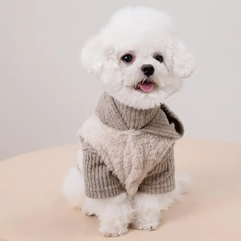 Plush Coat & Matching Turtleneck Jumper Two-Piece Dog Outfit Set - Image 2