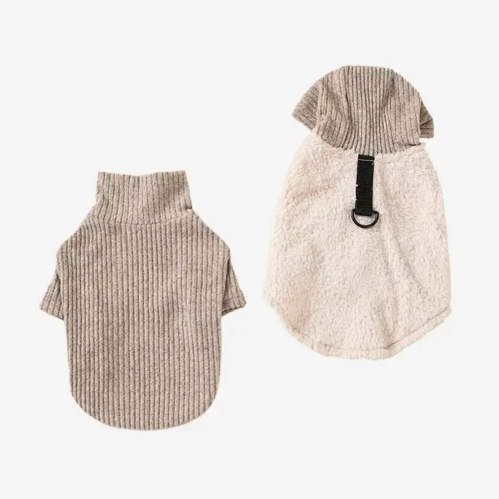 Plush Coat & Matching Turtleneck Jumper Two-Piece Dog Outfit Set - Image 5