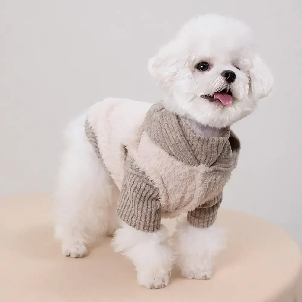 Plush Coat & Matching Turtleneck Jumper Two-Piece Dog Outfit Set - Image 6