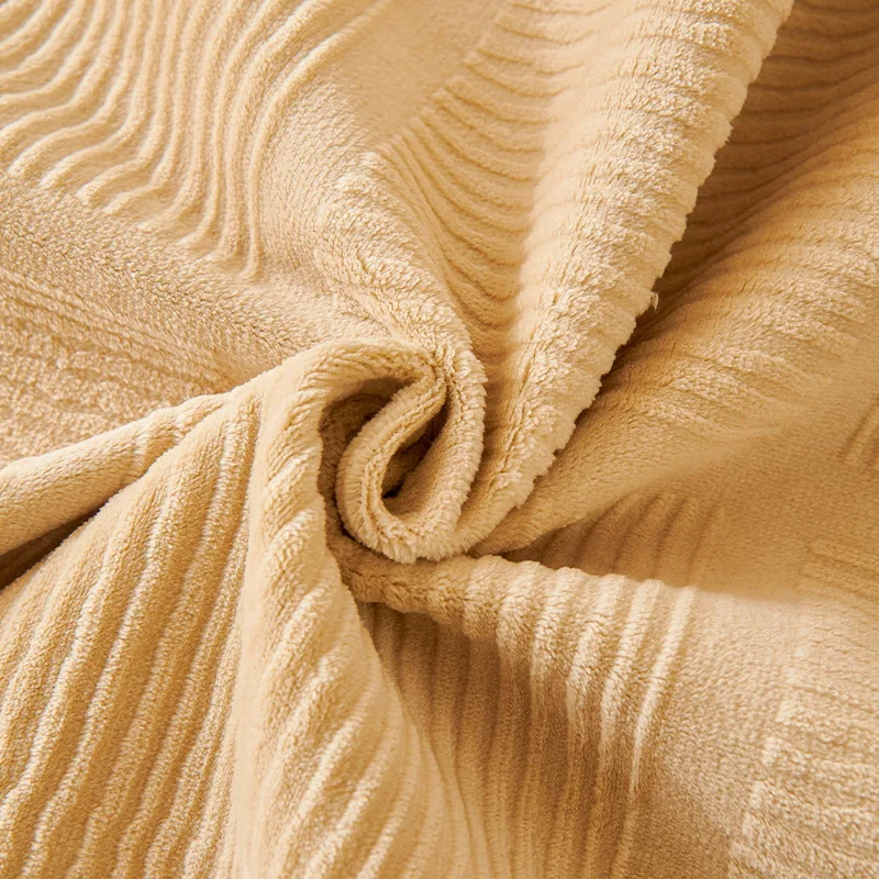 Plush Cream Geometric All Seasons Non-Slip Couch Cover - Image 3