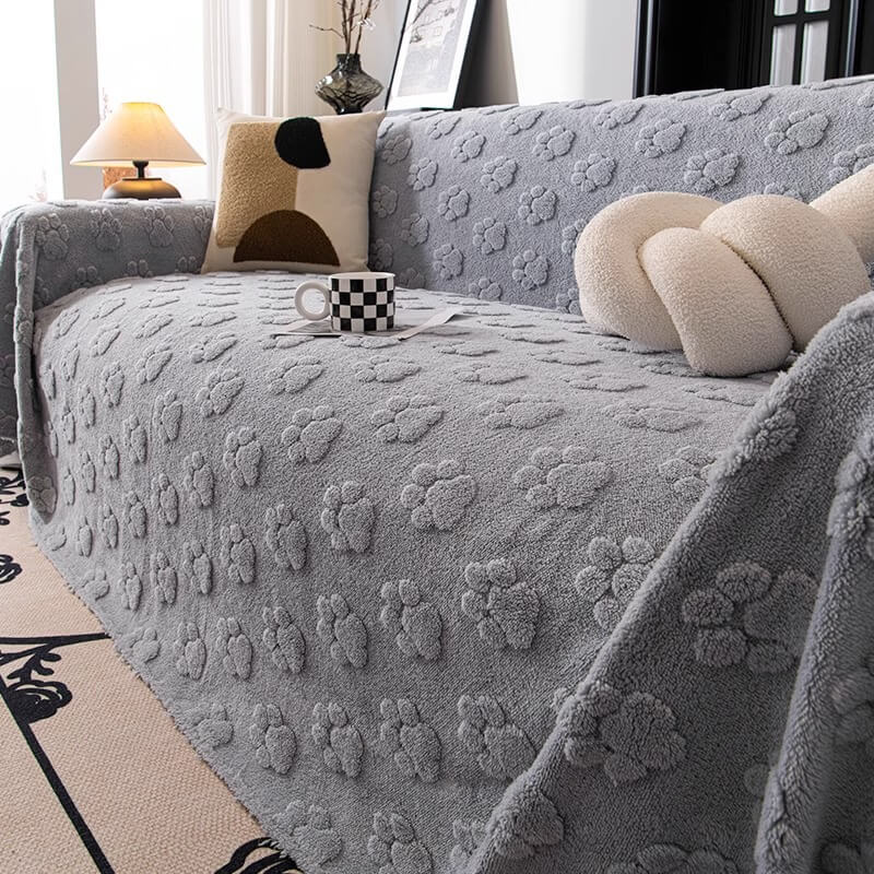 Plush Paw-Patterned Soft Sofa Protector Throw Couch Cover - Image 12