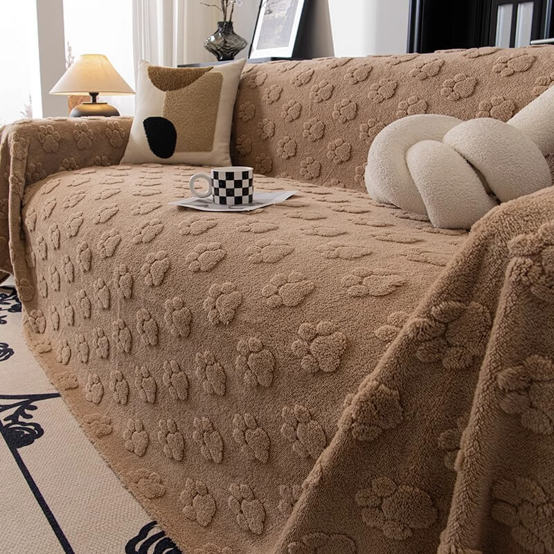 Plush Paw-Patterned Soft Sofa Protector Throw Couch Cover - Image 13
