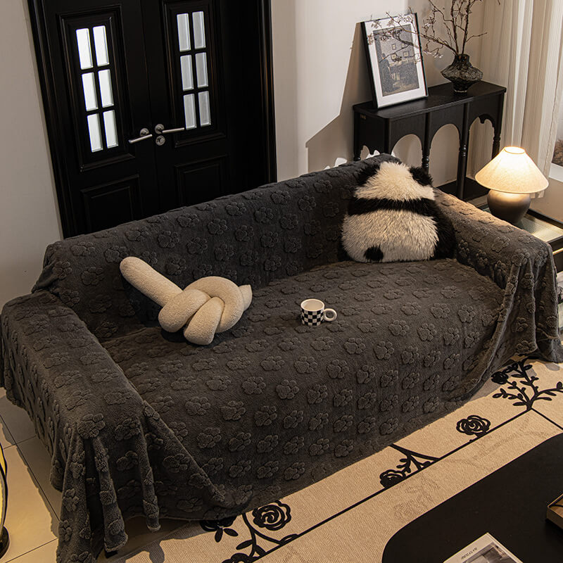 Plush Paw-Patterned Soft Sofa Protector Throw Couch Cover - Image 6