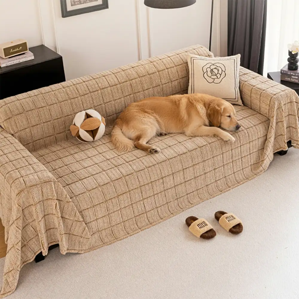 Plush Quilted Classic Checkered Comfortable Thickened Couch Cover - Image 5