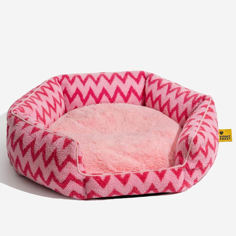 Plush Retreat Chevron Cat Bed-The Warm Hugger - Image 5