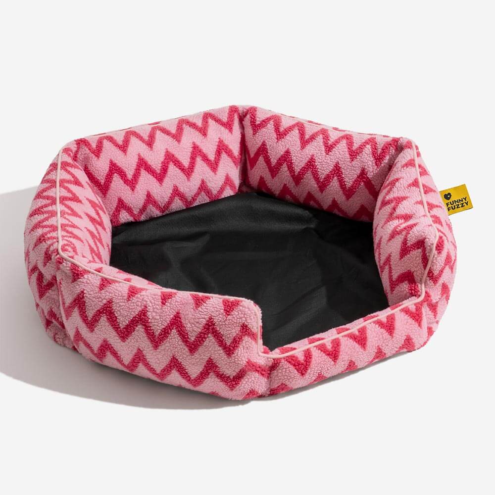 Plush Retreat Chevron Cat Bed-The Warm Hugger - Image 6