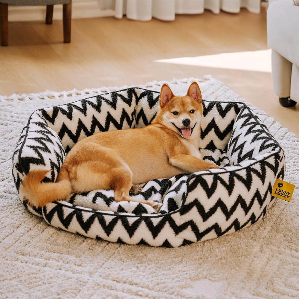 Plush Retreat Chevron Dog Bed-The Warm Hugger - Image 11