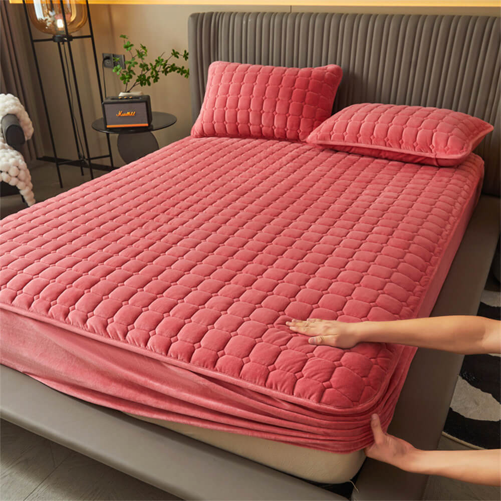 Plush Velvet Breathable Warm Fitted Sheet Mattress Cover - Image 2