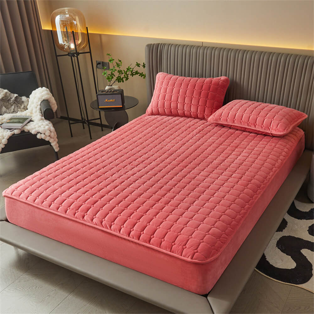 Plush Velvet Breathable Warm Fitted Sheet Mattress Cover - Image 3