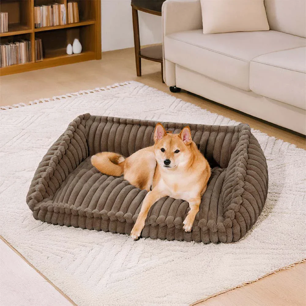 Plush Warmth Removable Orthopedic Wedge Bolster Dog Sofa Bed - CozySlope - Image 10