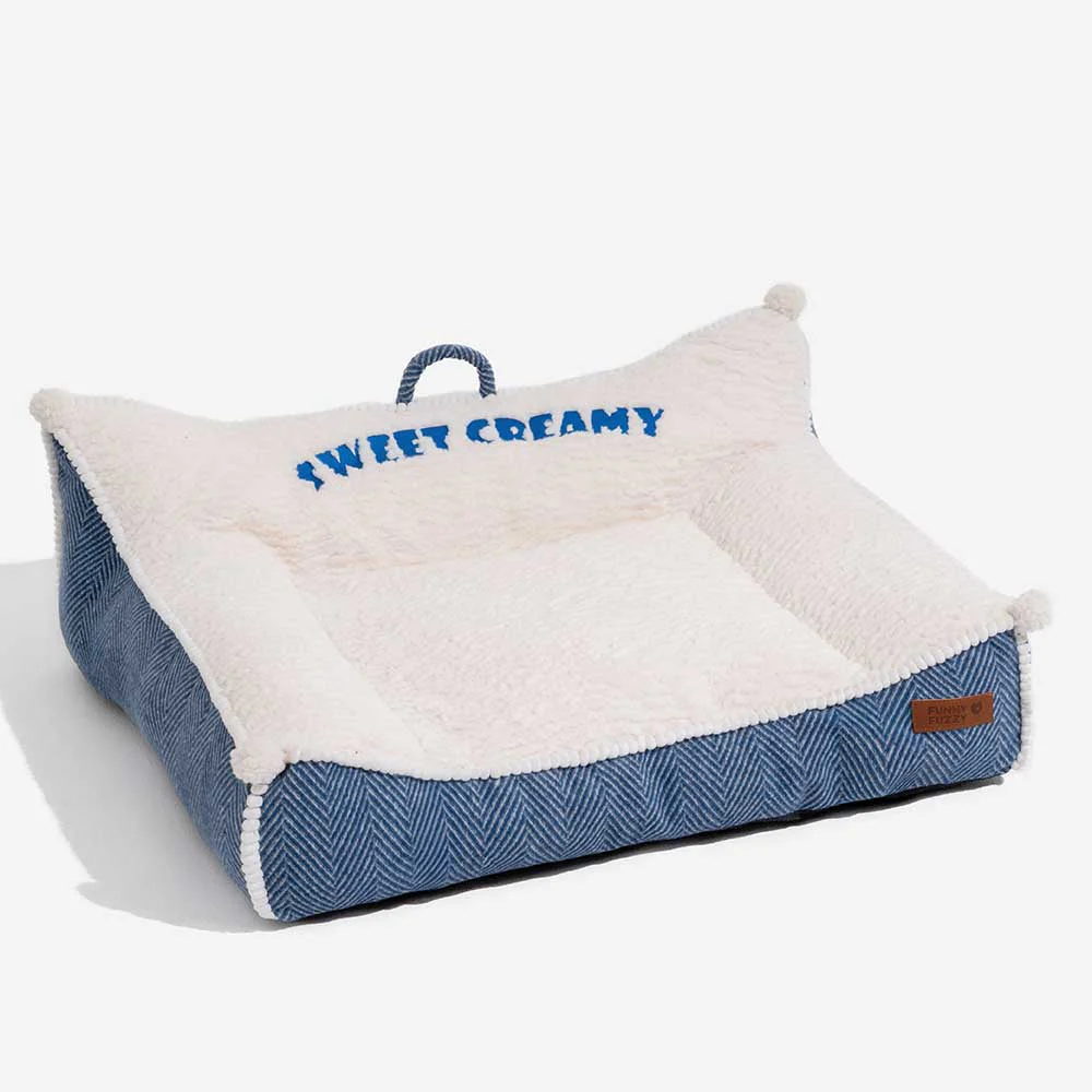 Plush Washable Bolster Dog Sofa Bed - Sweet Creamy - Image 11
