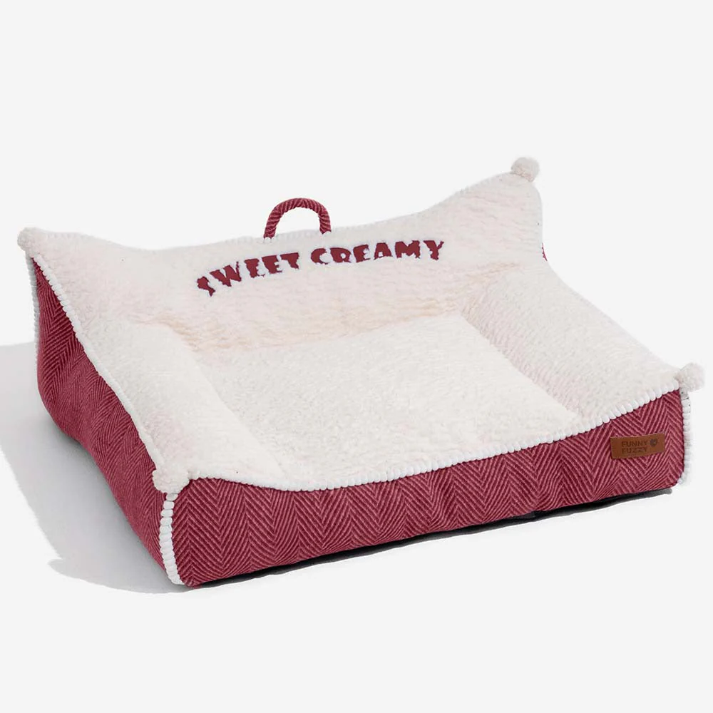 Plush Washable Bolster Dog Sofa Bed - Sweet Creamy - Image 12