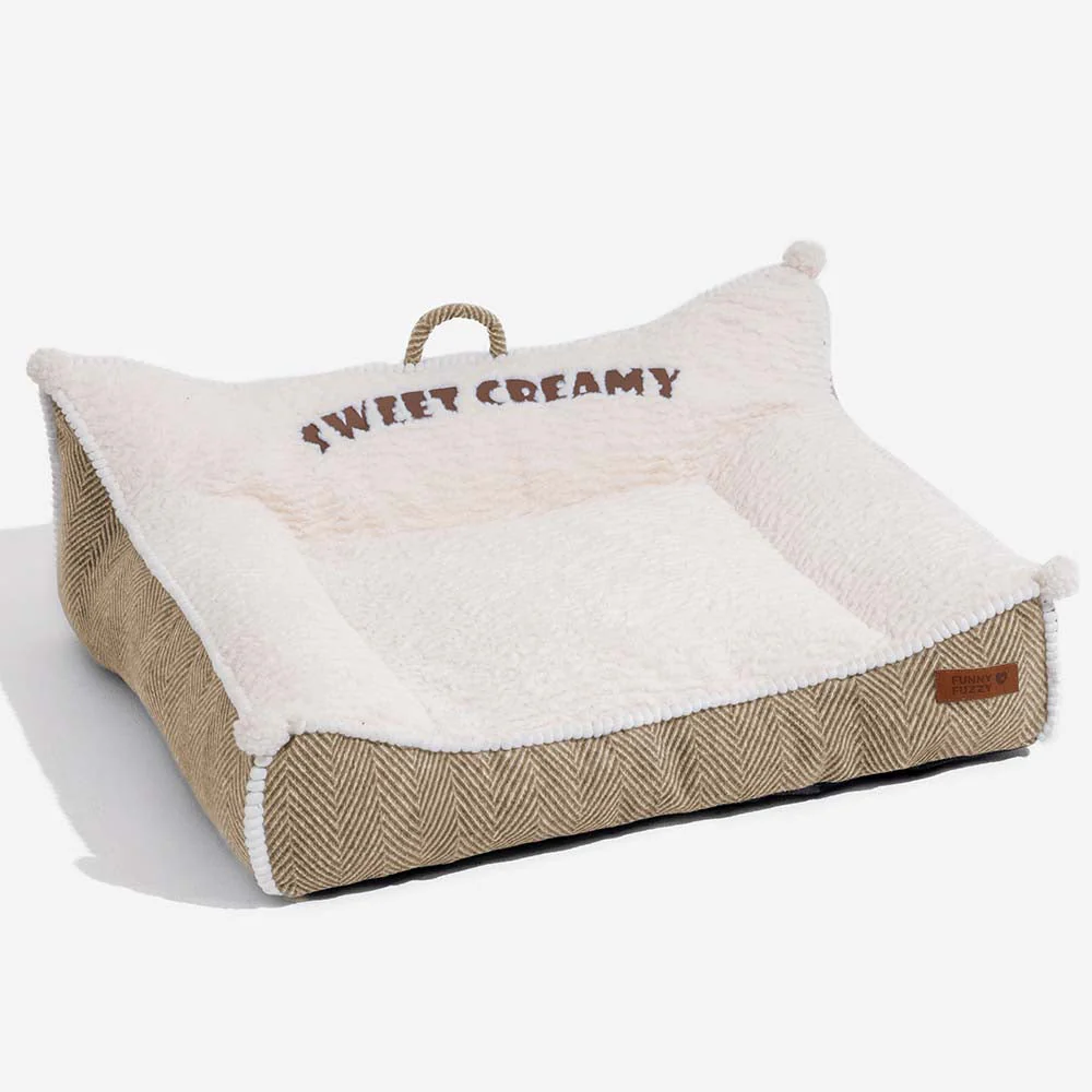 Plush Washable Bolster Dog Sofa Bed - Sweet Creamy - Image 13