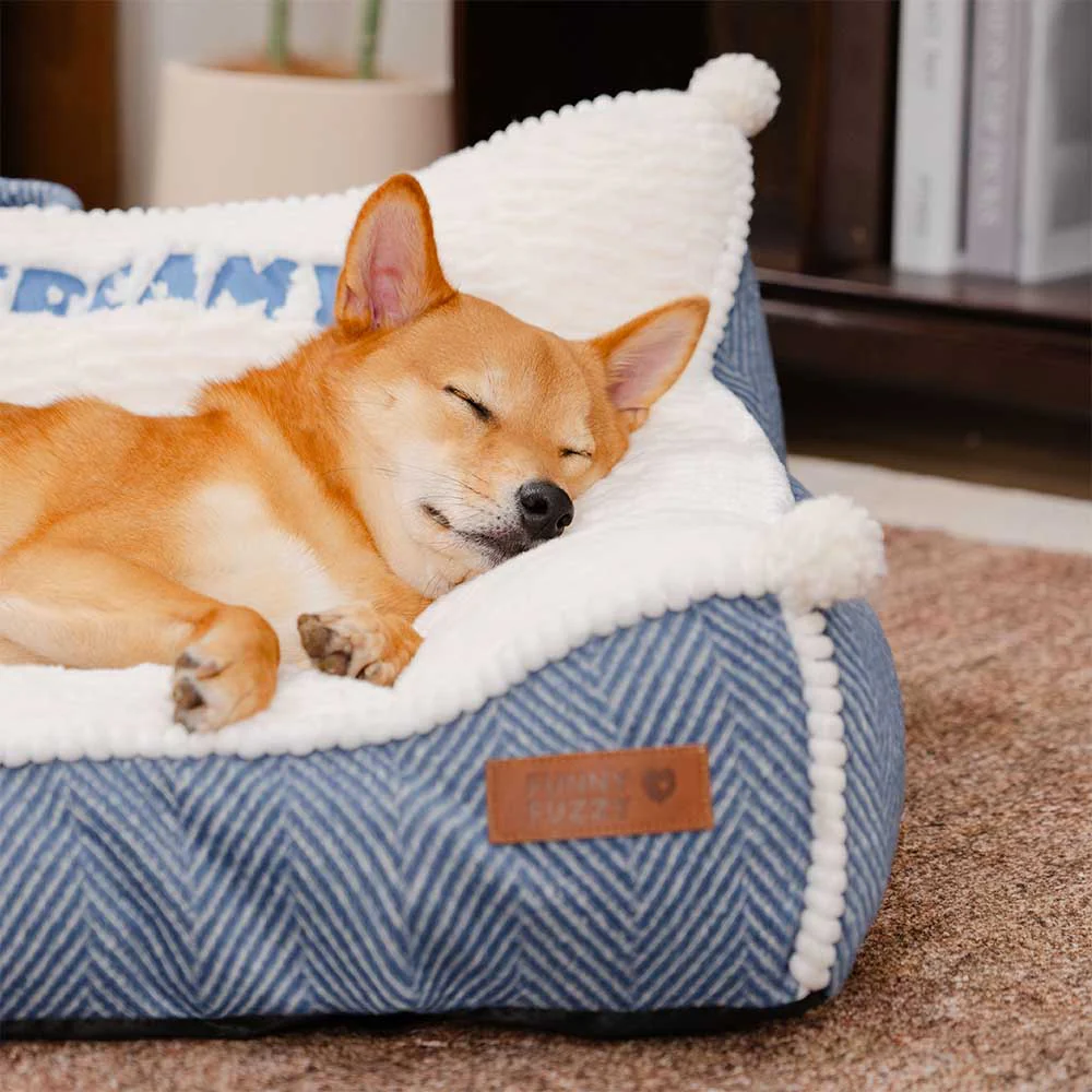 Plush Washable Bolster Dog Sofa Bed - Sweet Creamy - Image 3