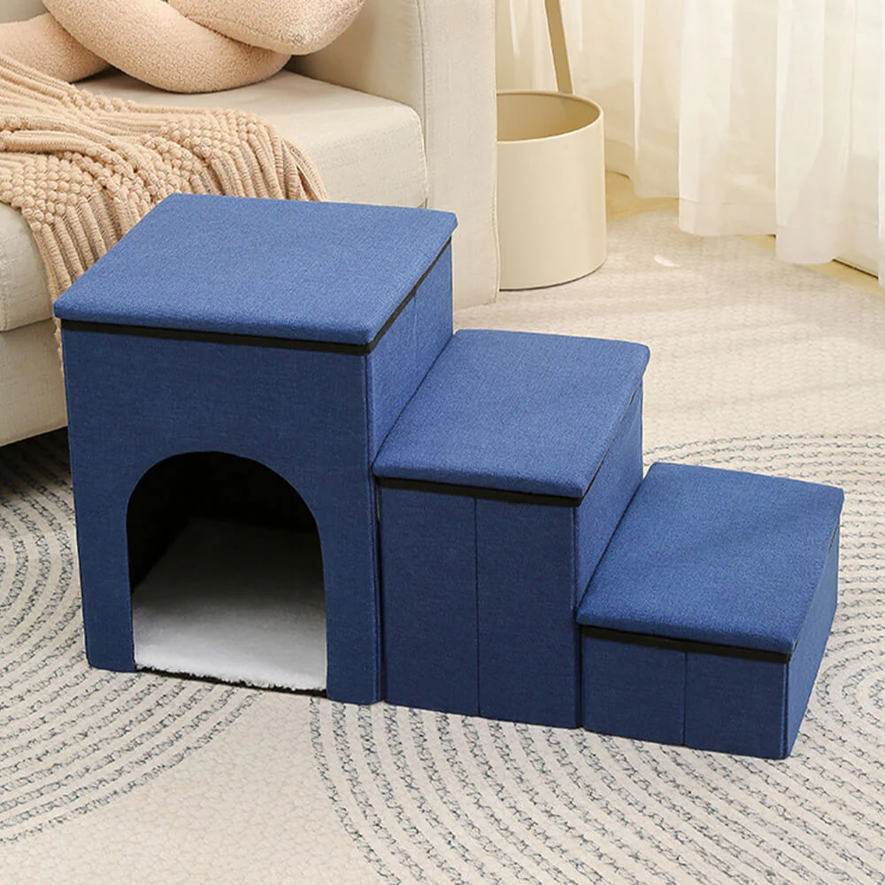 Portable Multi-Functional Foldable Dog Stairs with Storage and Condo - Image 11