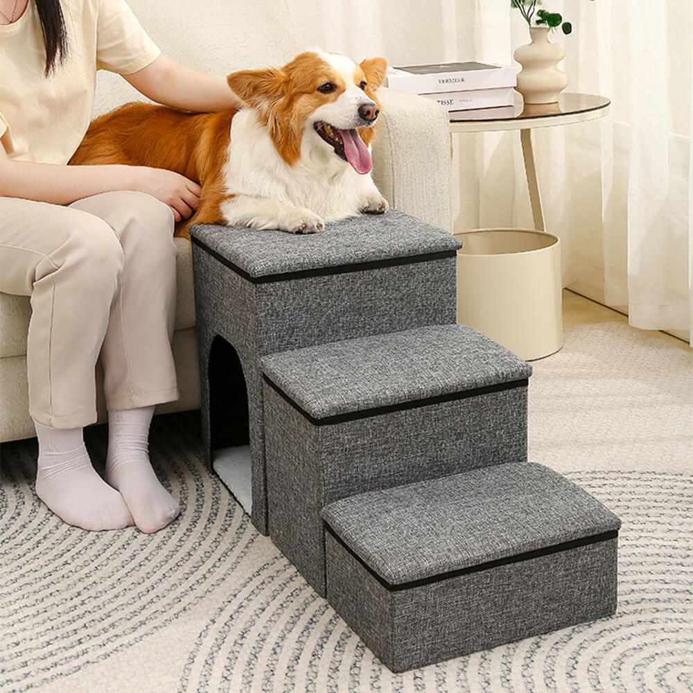 Portable Multi-Functional Foldable Dog Stairs with Storage and Condo - Image 2