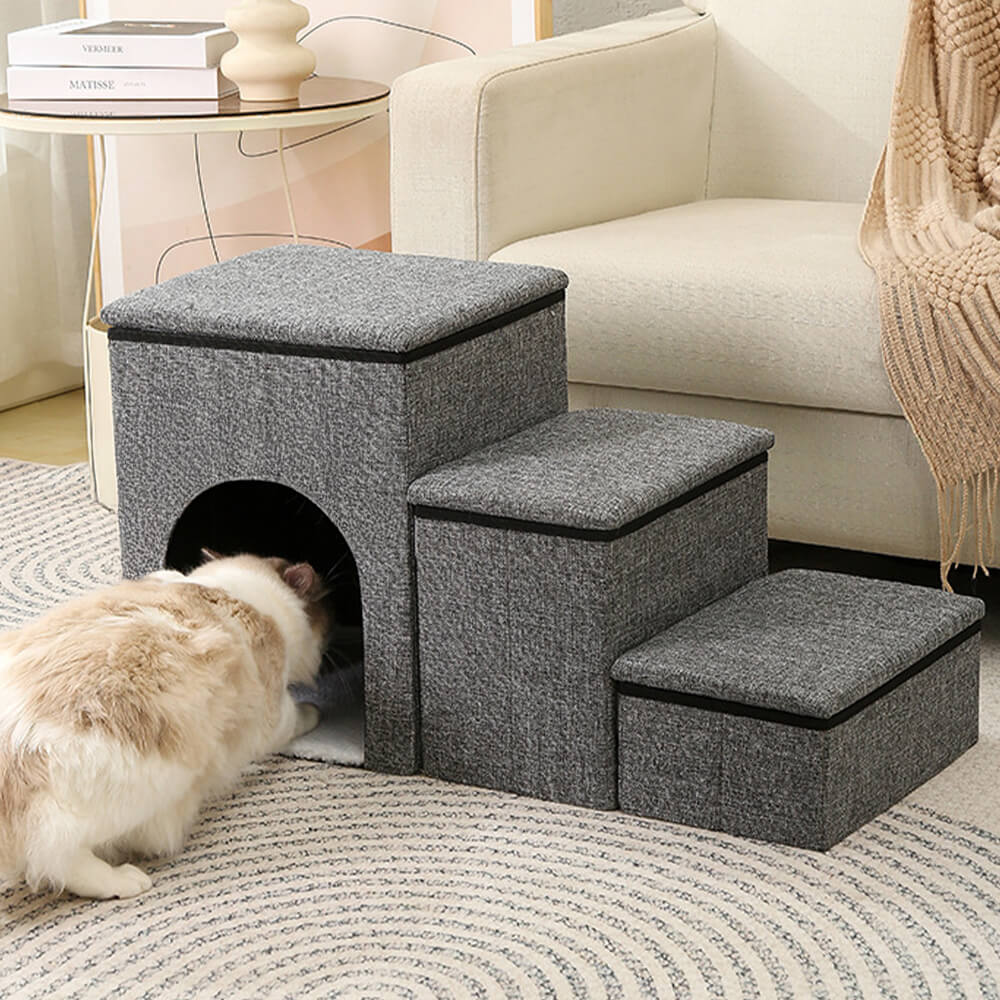 Portable Multi-Functional Foldable Dog Stairs with Storage and Condo - Image 4