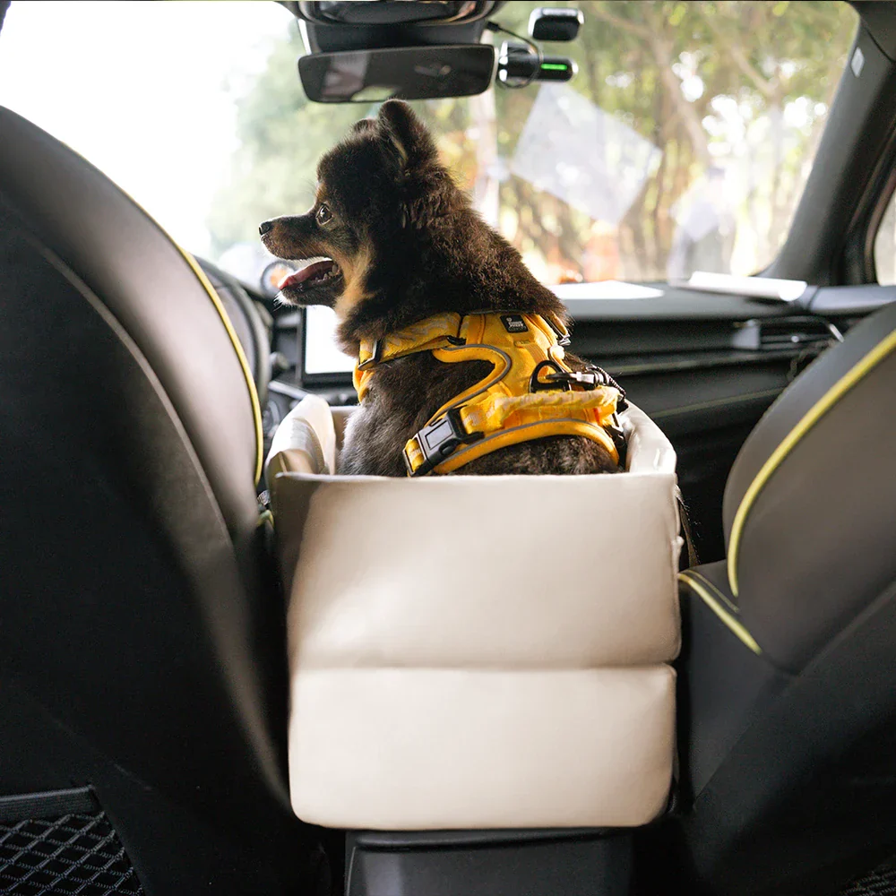 Portable Travel Faux Leather Waterproof Center Console Pet Car Seat - Image 10