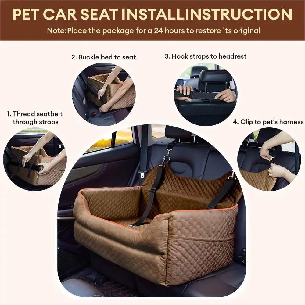 Portable Washable Travel Safety Large Dog Car Booster Seat Bed for Back Seat - Image 3