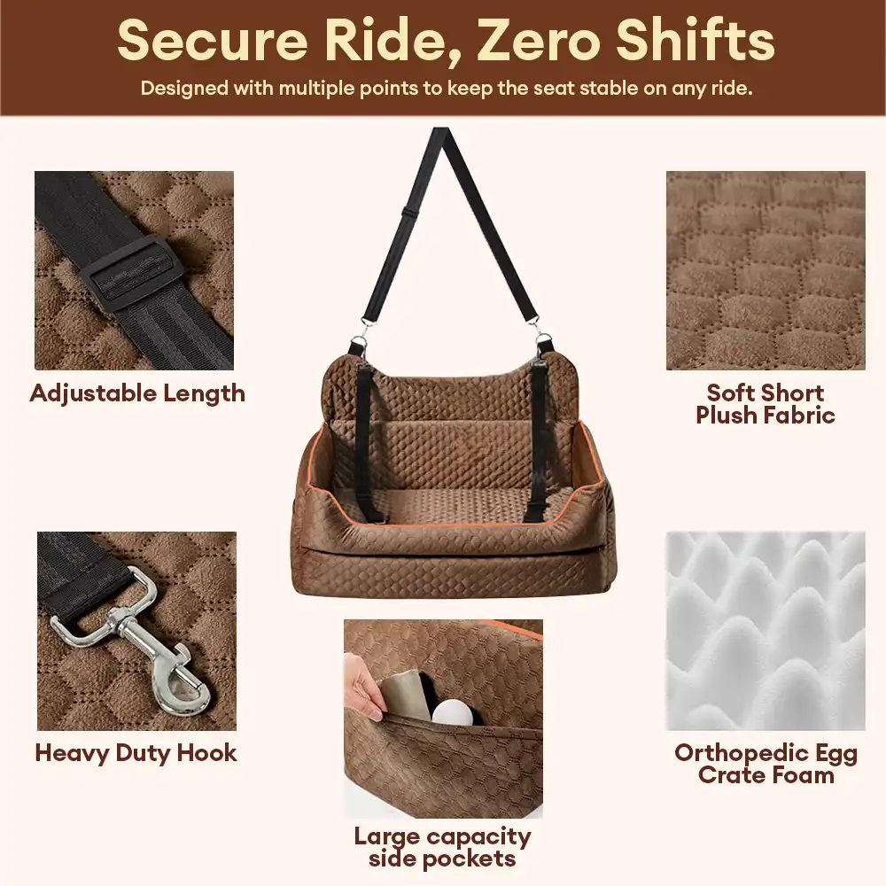 Portable Washable Travel Safety Large Dog Car Booster Seat Bed for Back Seat - Image 4