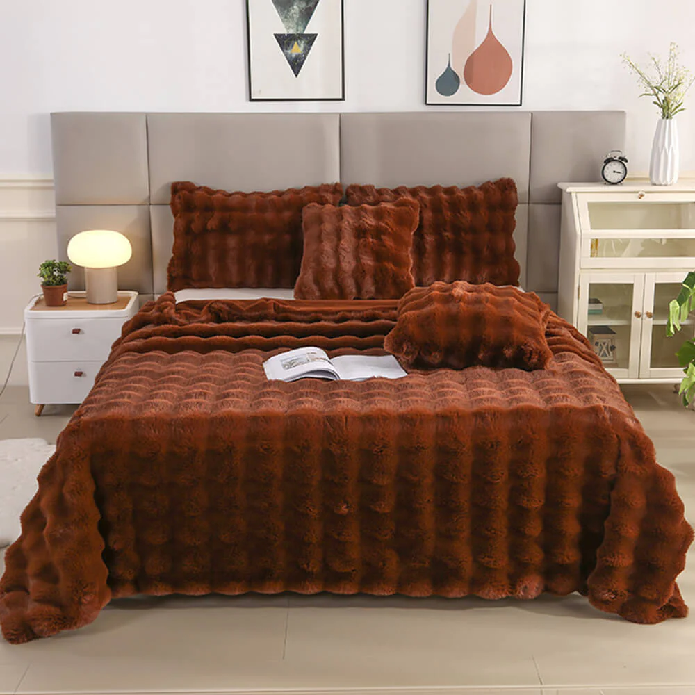 Premium Bubble Double Layer Thickened Faux Rabbit Fur Blanket - Image 18
