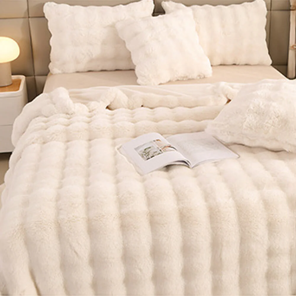 Premium Bubble Double Layer Thickened Faux Rabbit Fur Blanket - Image 8