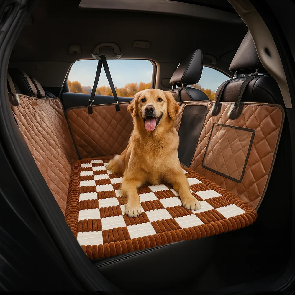 Premium Faux Leather Water-repellent Hammock Dog Car Seat Cover - RideProtector - Image 12