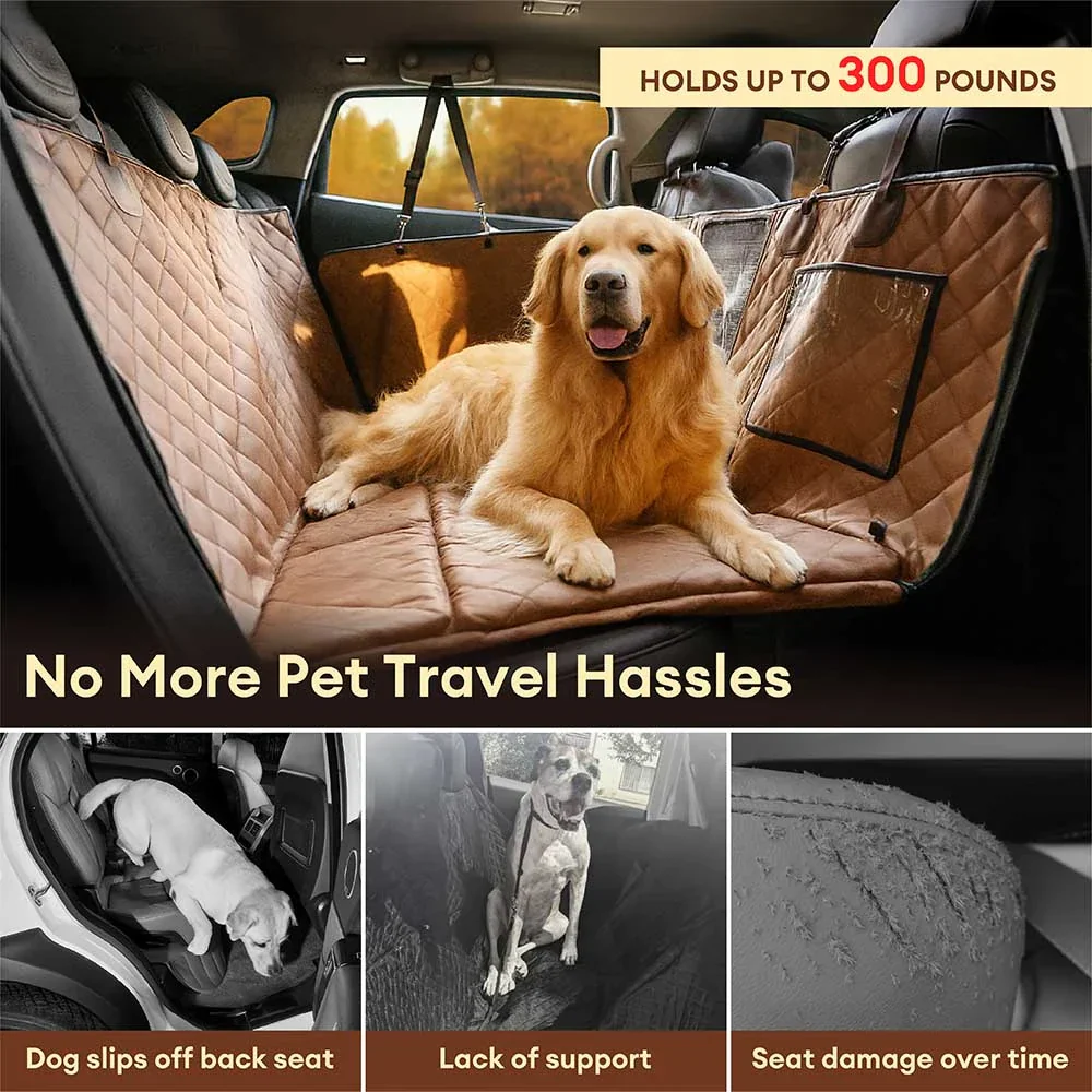 Premium Faux Leather Water-repellent Hammock Dog Car Seat Cover - RideProtector - Image 2