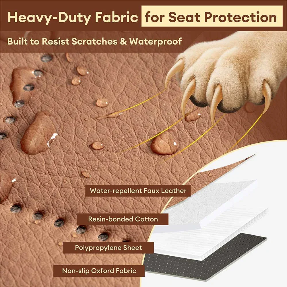 Premium Faux Leather Water-repellent Hammock Dog Car Seat Cover - RideProtector - Image 3