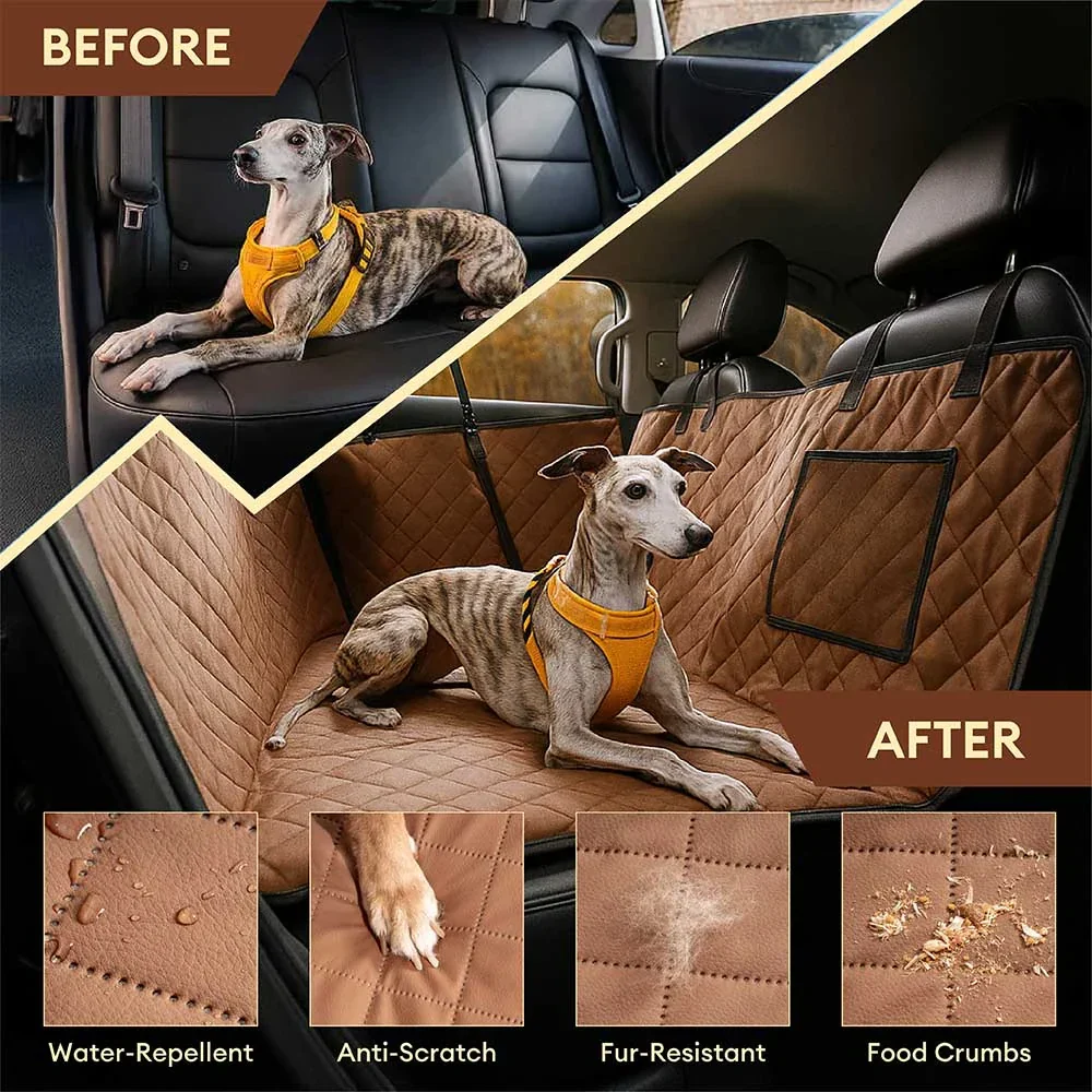 Premium Faux Leather Water-repellent Hammock Dog Car Seat Cover - RideProtector - Image 5