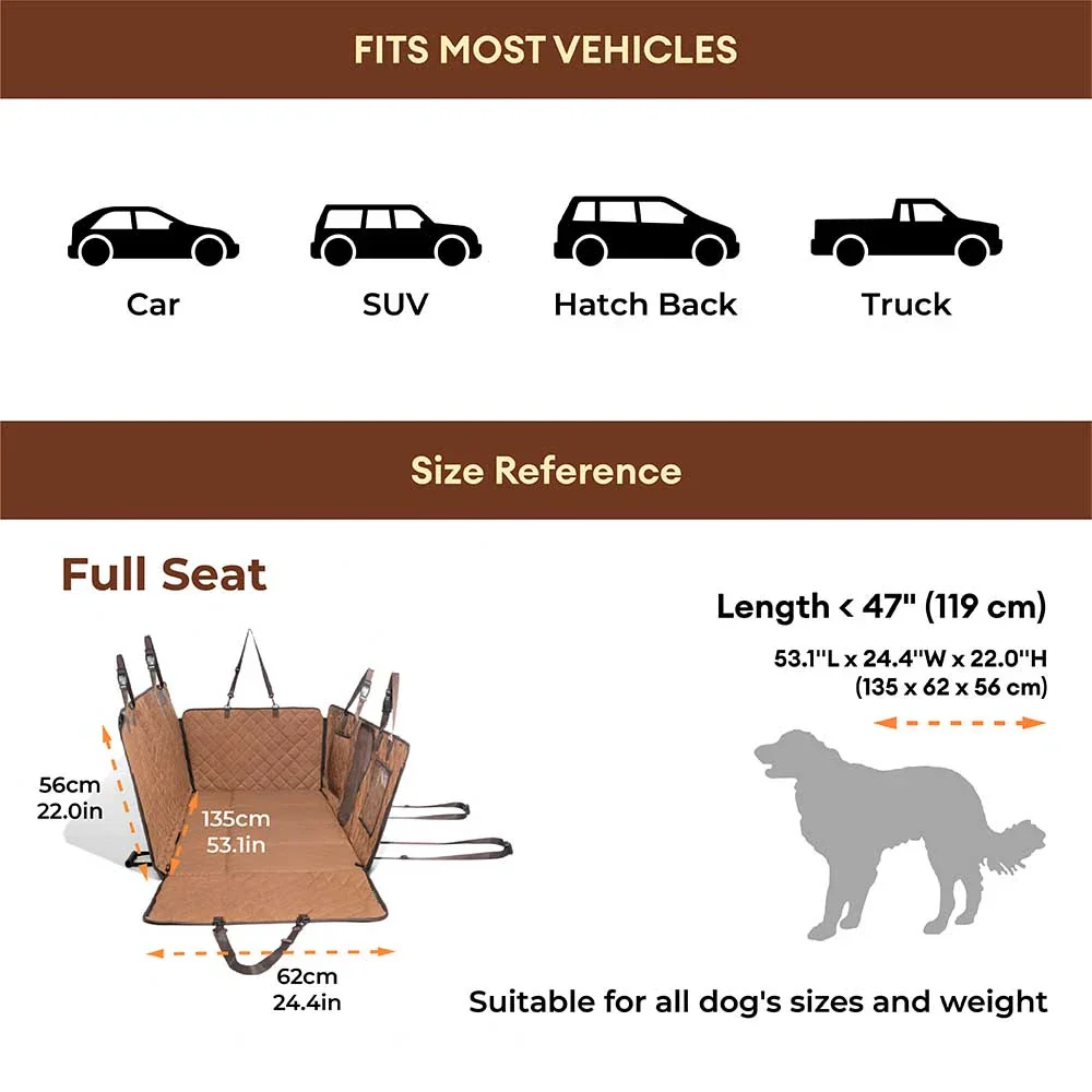 Premium Faux Leather Water-repellent Hammock Dog Car Seat Cover - RideProtector - Image 9