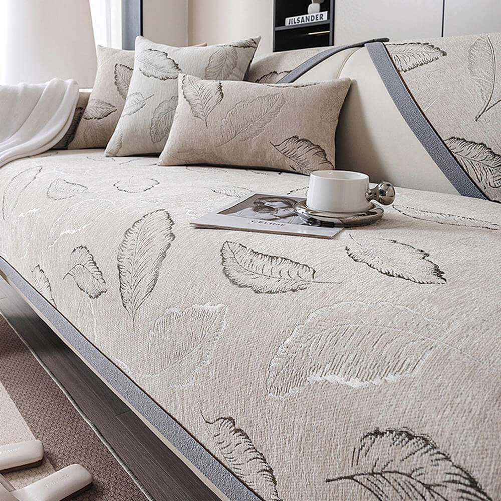 Premium Leaf Texture Chenille Non-Slip Anti-Scratch Couch Cover - Image 11