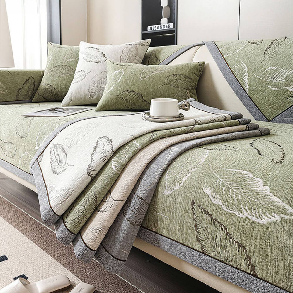Premium Leaf Texture Chenille Non-Slip Anti-Scratch Couch Cover - Image 4