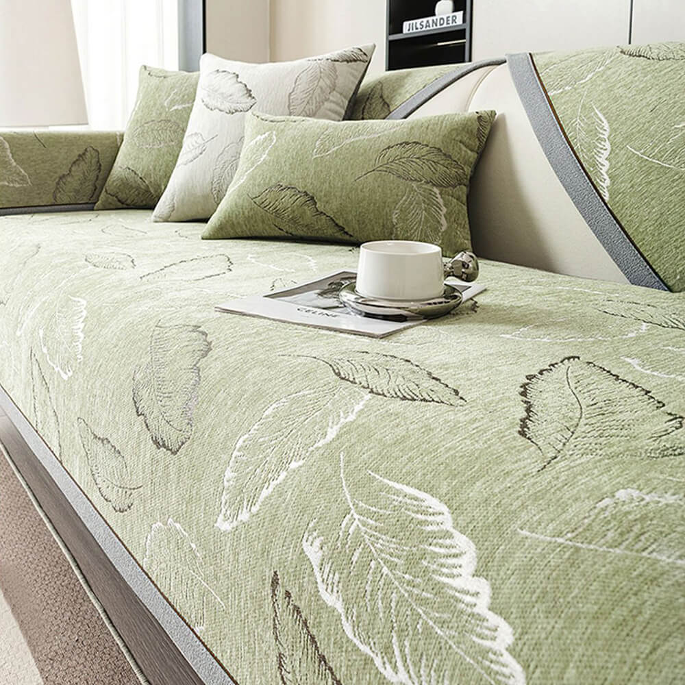 Premium Leaf Texture Chenille Non-Slip Anti-Scratch Couch Cover - Image 8